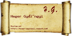 Heger Gyöngyi névjegykártya